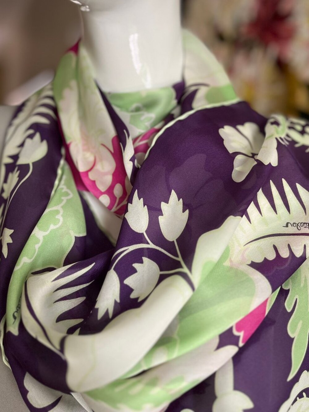 Valentino Fiore Regal-print Silk Scarf - Authentic Scarf
